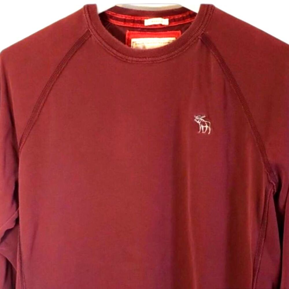 ABERCROMBIE & FITCH Long Sleeve Pullover Shirt Maroon Large